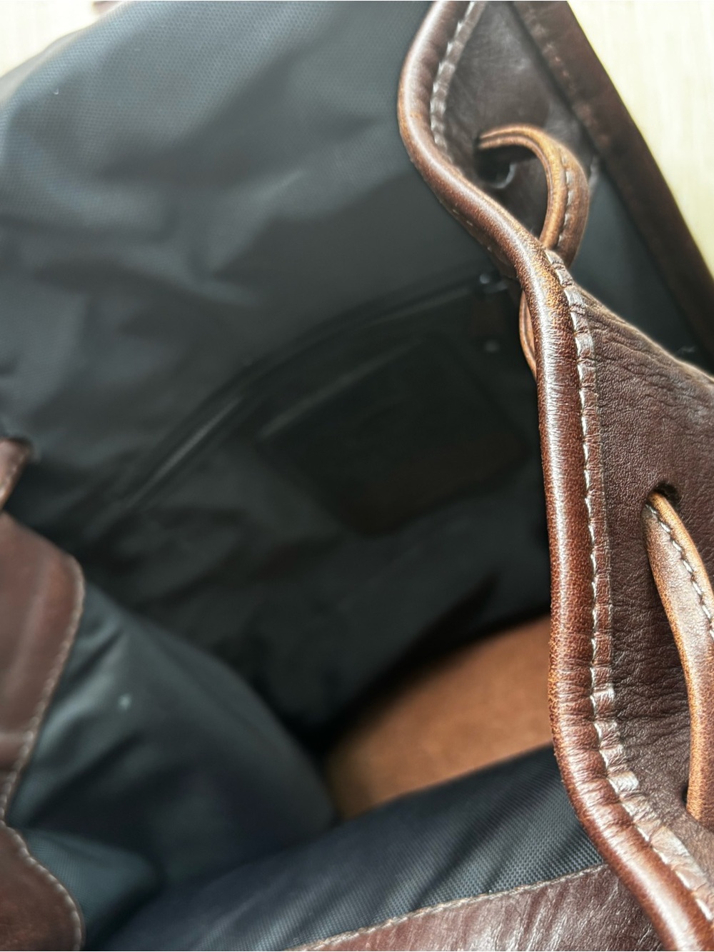 Brighton Vintage Black and Dark Brown Croc-Embossed Leather Backpack - Picture 11 of 12